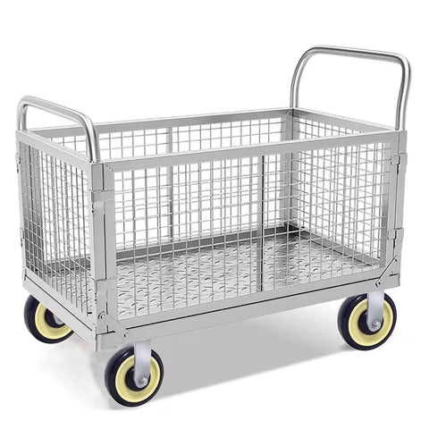 Metal shopping cart with Five Inch Polyurethane Wheel With Five Sixteenth Inch Bore For Shopping Carts Navy Beige Color