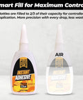 Ultra Strong Instant Glue With Activator Set Pro Grade Two 1.76 Oz glue bottle showing 2/3 fill for control.