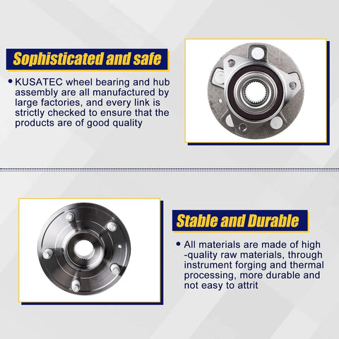 Front Or Rear Wheel Hub Bearing Assembly For Chevy Malibu Impala Equinox GMC Terrain Buick LaCrosse Regal Cadillac CTS XTS 5 Lug With ABS Compatible Durable Replacement Kit For A Smooth Ride, showcasing assembly features with ABS sensor ports and lug holes visible.