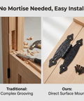 12 Pack Antique Black H Shape Cabinet Hinges 3.5 Inch for vintage furniture restoration compared to traditional mortise mount