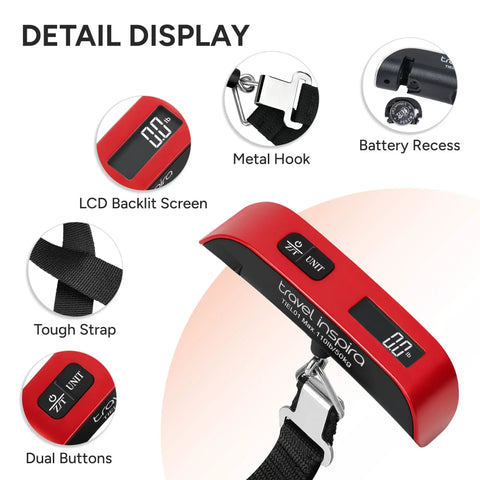 Portable Digital Luggage Scale For Travelers Keep Suitcases Baggage Fee Free And Make Boarding A Breeze Every Time A Solid Ace In The Bag For Airport Weight Checks With One Hundred Ten Pound Max Capacity And Slim Profile