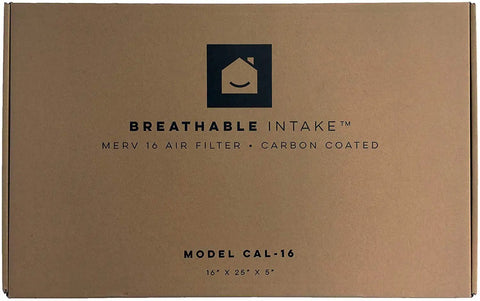 Ultra Low Pressure Drop MERV 16 Air Filter for HVAC Systems 20x25x5 packaging with breathable intake label