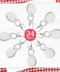 24 Piece Teardrop Tablecloth Weights With Marble Pendant Stones And Metal Clips For Outdoors on checkered cloth