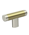 Contemporary Polished Nickel And Golden Champagne Cabinet Knob For Cabinets And Furniture, Esquire Series 2 And Five Eighths Inch Diameter Drawer Knob, Sleek Modern Hardware, 1 Pack