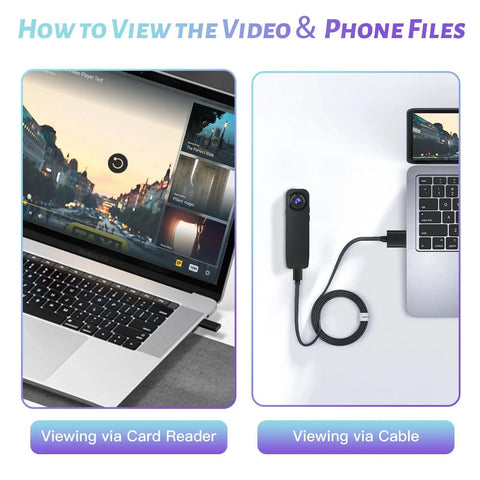 1080P HD Body Camera With Night Vision And 64GB Card connected to laptop showing video viewing options