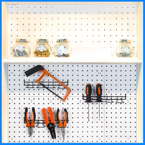 4 Piece Pegboard Tool Hooks Set With Stainless Steel Ring Hangers For Pliers And Small Tools, Easy Clip On Display Hooks