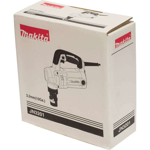 Box of Low Noise 10 Gauge Metal Nibbler With Lock On Trigger Lightweight 7.4 Lb Body Rubber Grip Handle Built In Thickness Gauge