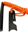 Four Inch Long Ferro Rod Fire Starter Kit With Orange Paracord Lanyard Handle And Striker Three Eighths Inch Thick Quick Start Fire Ignition