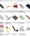 Gig Ready Pro Grade All In One Guitar Repair Tool Kit 45 Pcs Set With various tool accessories displayed with descriptions