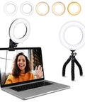 Clip On Ring Light For Laptops And Monitors With Five Color Temperatures And Five Brightness Levels on laptop and tripod setup