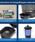 Instructions for using Outdoor Waterproof Mosquito Zapper Electric Insect Killer Lamp with attractant and safety features.