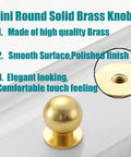 Mini Round Solid Brass Cabinet Knobs 12mm Diameter, Antique Polished Brass Drawer Pulls on white background