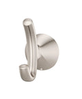 Willa Towel Hook Wall Mounted For Bathroom In Brushed Nickel Finish shown in front angle, revealing transitional style and screw in mounting.