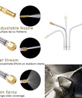 High Pressure Power Washer Wand With Hydro Jet Spray, Flexible Garden Watering Wand, Universal 3 Nozzle Hose End, Aluminum