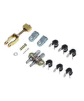 Universal Emergency Parking Brake Cable Kit With Hella Tough Corrosion Resistant Sheath And 110 Inch Reach Straight Drop In Swap For Wilwood Disc Or Drum Brakes Solid, includes metal components and fasteners.