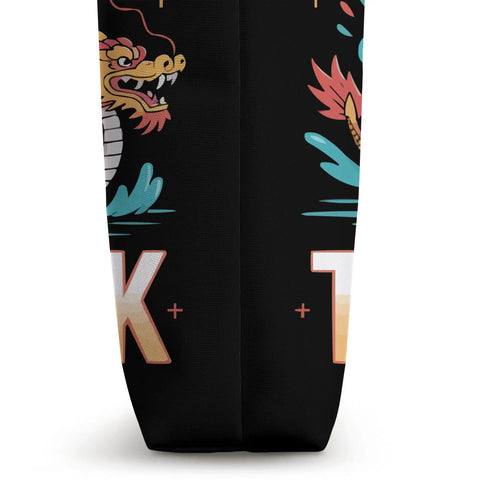 Side view of Paddling Team Tote Bag for Dragon Boat Racing Enthusiasts showing dragon design and reinforced seams.