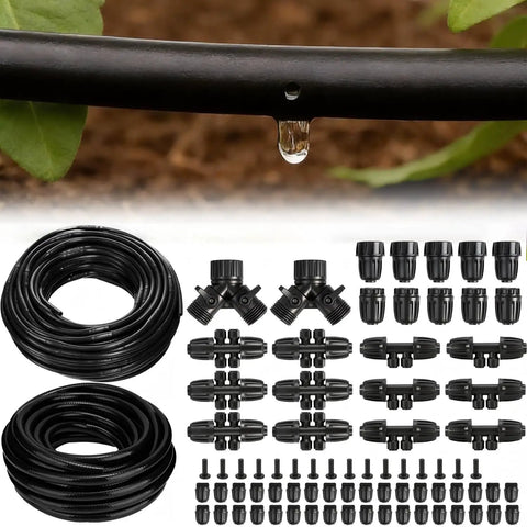 250 Ft Drip Irrigation Kit With Half Inch Tubing And Quarter Inch Dripline Plus Quick Connect Fittings For Garden Beds And Greenhouse Watering