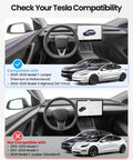 Center Console Organizer compatibility for Tesla Model Y Juniper 2025-2026 and Model 3 Highland 2024-2026 displayed.