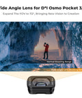 Wide-angle lens for DJI Osmo Pocket 4/3, expands FOV to 112° for cinematic shots in icy canyon. Effect Lens And ND Filter Kit.