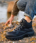 Titan Black Steel Toe Work Boots With Kevlar Puncture Proof Midsole And Cushioned Insoles For All Day Comfort, Safety, And Style