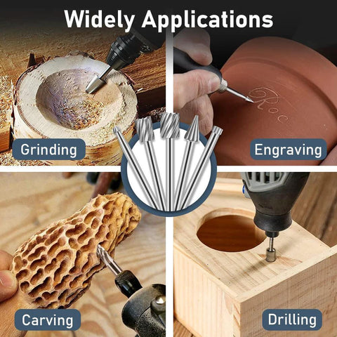 Engraving router bit set, 20-piece HSS rotary tool burrs for carving, engraving, and drilling.