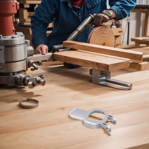 Lever Clamp Replacement For Oscillating Multi Tools Quick Release ABS Mount on a workshop table with woodworking tool