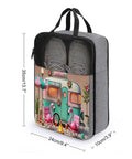 Go To Waterproof Shoe Bag For Travel And Gym, Large Capacity Dustproof Sneaker Organizer With Zipper and Camper Print