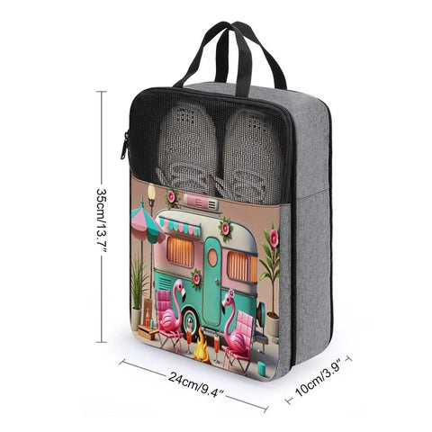 Go To Waterproof Shoe Bag For Travel And Gym, Large Capacity Dustproof Sneaker Organizer With Zipper and Camper Print
