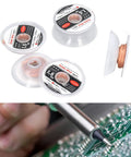 Red Copper Solder Wick Desoldering Braid Pack 5 Pieces 1.5m 4.9ft for PCB Motherboard and Phone Repair, coils and usage view