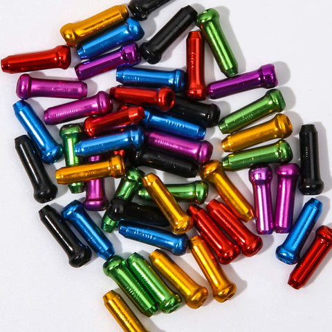 Colorful 100 Piece Bike Brake Cable End Caps Crimps Set For Road And Mountain Bikes Assorted Colors Including Black Green Blue Red Purple Gold Silver Durable Cable End Tips For Quick Adjustments And Repairs, aluminum caps