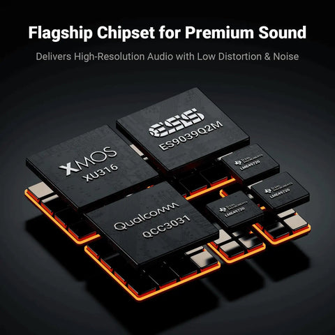 Image of various chipset modules including ES9039Q2M used in ZD3 Desktop DAC Preamp for Crisp Rich Dope Sound
