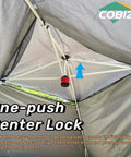 Interior view of 12x12 Ft Pop Up Gazebo Canopy Tent With Sandbags And Portable Carry Bag, showing one-push center lock mechanism.