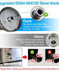 Comparison of upgraded DG64-00473B stove knobs with metal ring and standard knobs for Samsung gas range
