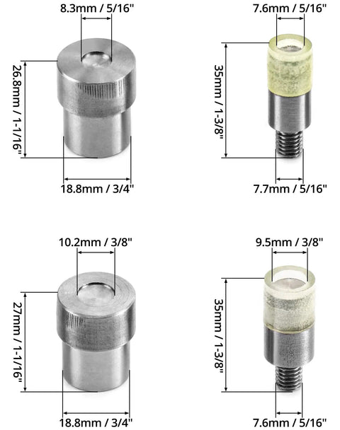 Heavy Duty Hand Press Tool With 8mm And 10mm Stud Rivet Dies, Mini Manual Rivet Setter Punch Set, various die sizes shown