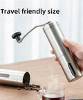 Portable Manual Coffee Grinder With Ceramic Burr, Adjustable Settings And Detachable Hand Crank for travel-friendly use