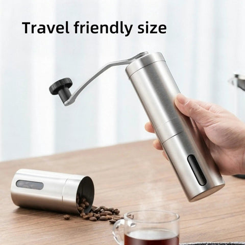 Portable Manual Coffee Grinder With Ceramic Burr, Adjustable Settings And Detachable Hand Crank for travel-friendly use