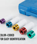 5 Piece Deep Impact Socket Set One Half Inch Drive Non Marring Lug Nut Sockets With Protective Nylon Sleeves displayed in case