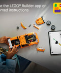 Child assembling Technic Fast and Furious Toyota Supra Mk4 Building Kit for Kids and Teens Ages 9 Plus with tablet instructions