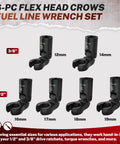 BILITOOLS 6-piece flex-head crowfoot wrench set, 12–19 mm, 3/8-in and 1/2-in drives, storage case