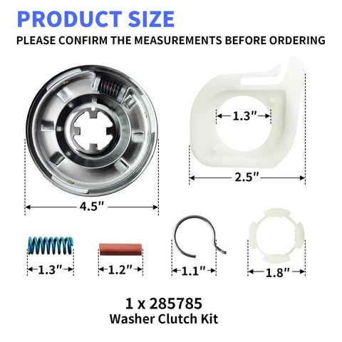 Upgraded Washer Clutch Kit With Motor Coupling And Four Agitator Dogs Replacement For Top Load Washers To Fix Agitation And Spin Problems Like A Pro Easy Install Durable OEM Style Parts, 4.5 in part size