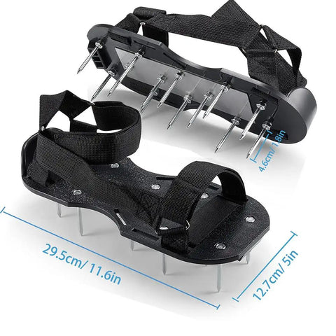 Pre Assembled Lawn Aerator Shoes With 26 Heavy Duty 2.4 Inch Spikes And Stainless Steel Base Plate Adjustable Buckle Straps