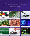 Built Tough 2000W Led Uv Curing Lamp That Hits Hard For Fast Resin Curing And Gel Polish Drying With 365Nm To 405Nm Range For Quick Print Shop Setup showcasing various UV applications.