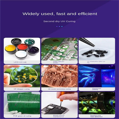 Built Tough 2000W Led Uv Curing Lamp That Hits Hard For Fast Resin Curing And Gel Polish Drying With 365Nm To 405Nm Range For Quick Print Shop Setup showcasing various UV applications.