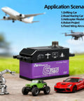 Beefy 25KG High Torque Steering Servo With Coreless Motor And Steel Gears shown with RC cars, robot arm, and model aircraft