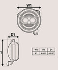 Technical diagram of Jeep Wrangler JL JLU Gladiator JT 9 Inch Round LED Headlights Upgrade With Dual Halo DRL DOT Approved
