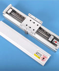 Fully Enclosed Linear Guide Module Featuring Heavy Duty Ball Screw Drive And Silky Smooth Sliding Table top view with sealed rail and slide.