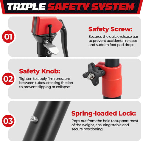 Heavy Duty Cabinet Jacks Third Hand Tool Set With Adjustable Support Poles From 23.6 Inches To 45.3 Inches 2 Pack, safety features