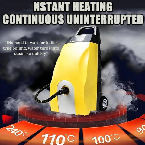 Heavy Duty Commercial High Pressure Steam Cleaner 3000w Professional High Temp Steamer With 6 Accessories And 3.5l Tank displaying instant heating technology.