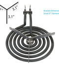 Replacement Range Top Surface Burner Kit For GE And Hotpoint, 6 inch WB30M1 heating element with bracket dimensions.