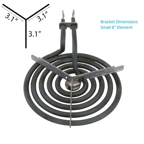 Replacement Range Top Surface Burner Kit For GE And Hotpoint, 6 inch WB30M1 heating element with bracket dimensions.